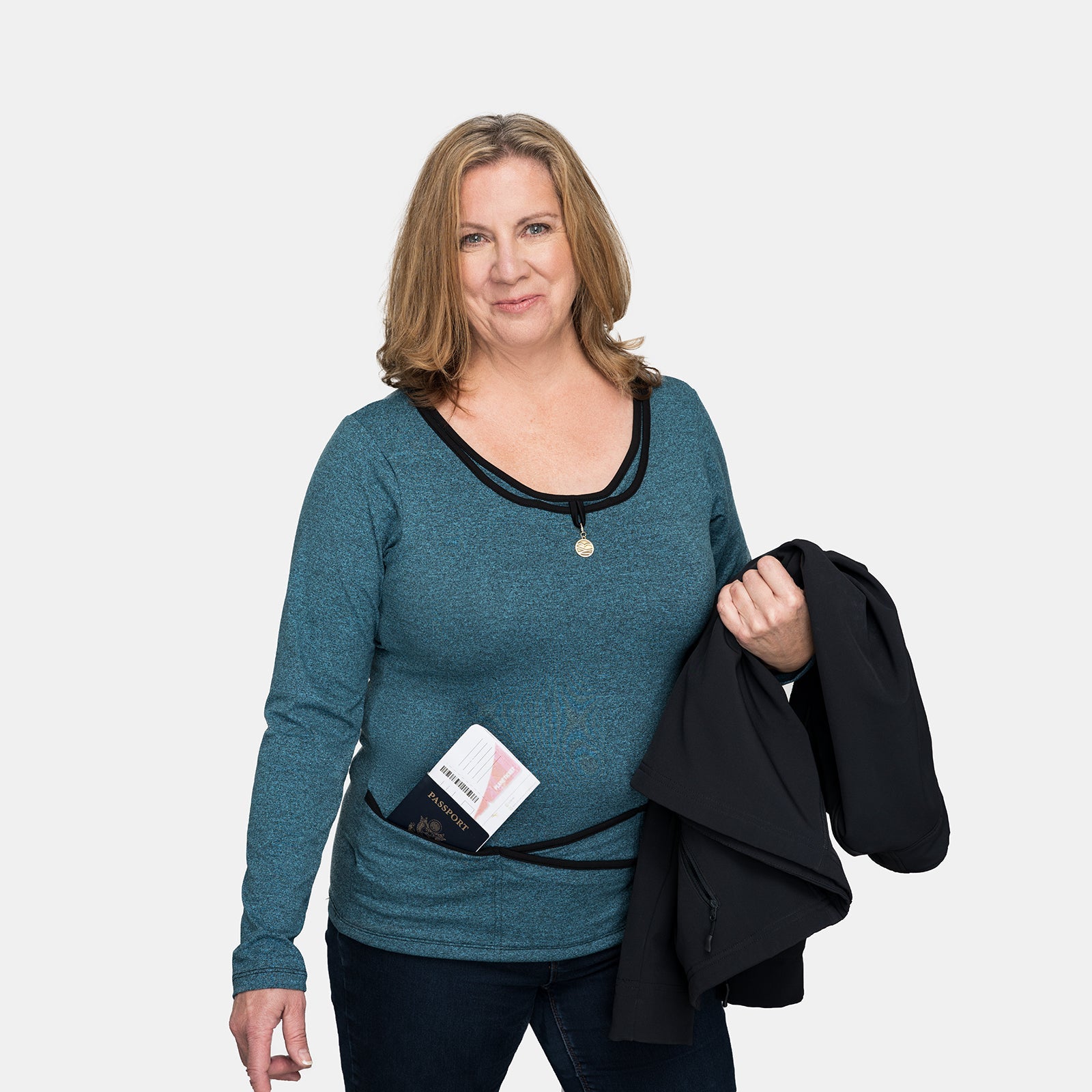Piped Teal Blue TuckTop® Long Sleeve